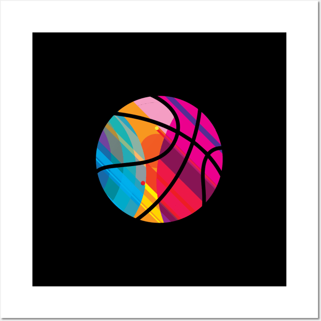 Basketball in Living Color Small Wall Art by DavidLoblaw